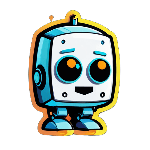a funny robot, the robot has a face which is a screen sticker
