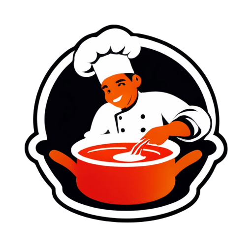 O chef está fervendo sopa sticker