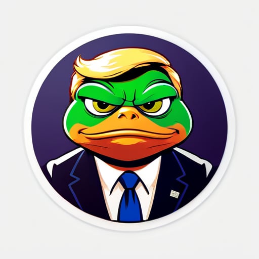 donald trump that has the face of pepe the meme frog mascot sticker