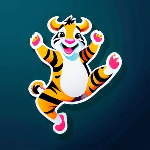 a cow dancing with a tigress sticker