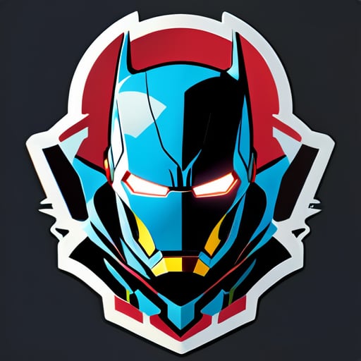 ironman and batman in one team with advanced tech sticker