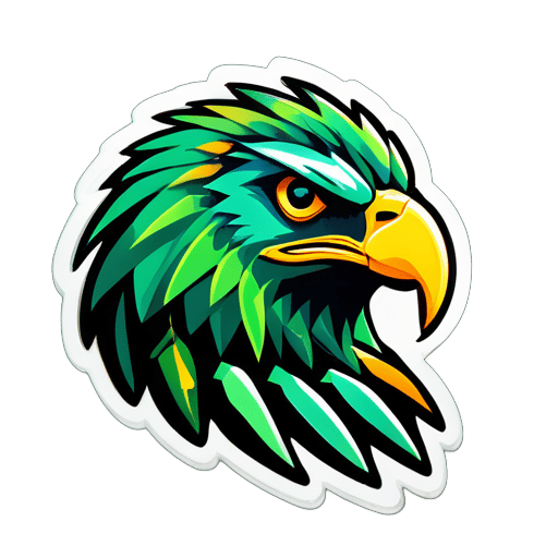 crear un logo de juego de un águila verde y estampados africanos sticker