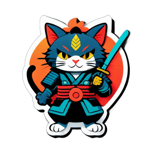 gato samurai sticker