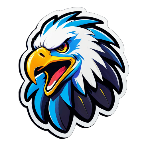 crear un logo de juego de un águila feliz sticker