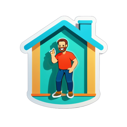 Generate an sticker of man in the house  sticker