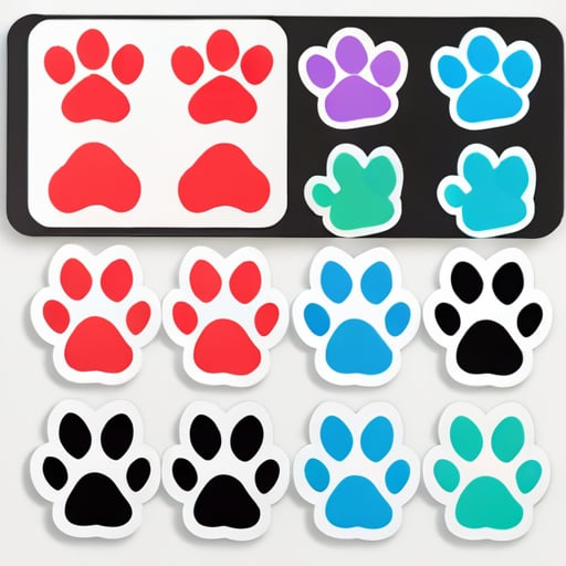 clipart sticker sheet of cat paws sticker