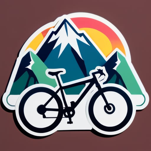 bicicleta con montañas. sticker