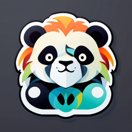 사자와 팬더로 이루어진 이상한 동물 sticker