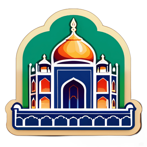 Tạo sticker của Taj Mahal với hình ảnh Babur trên đỉnh mộ sticker