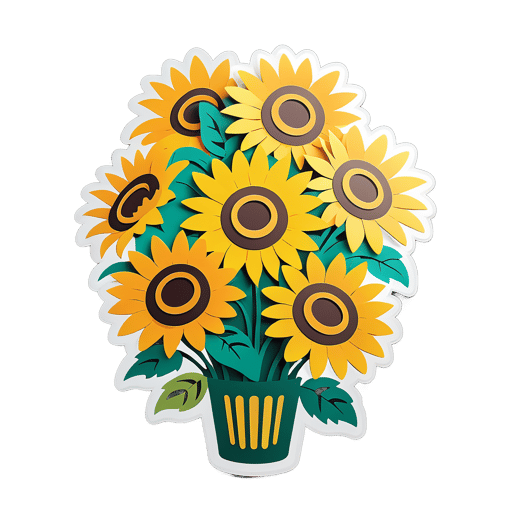 Joyful Sunflower Bouquet sticker
