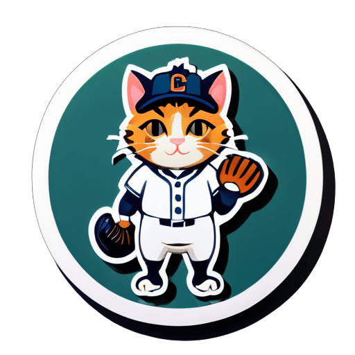 mèo bóng chày sticker