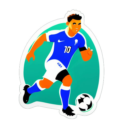 Ronaldo läuft mit dem Fußball sticker