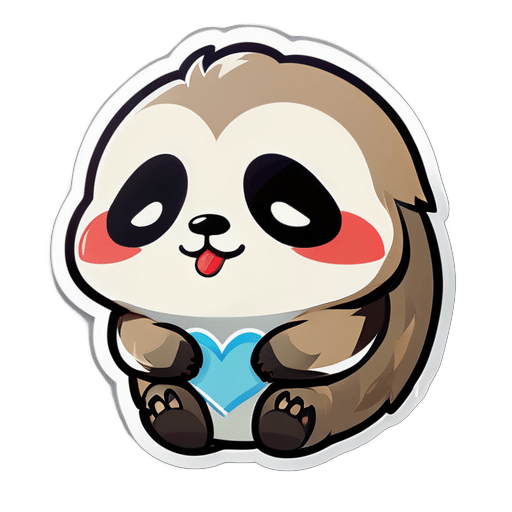 Sad chibi sloth with a little cloud coming out of its mouth. The cloud has a small red heart at the end. sticker