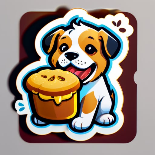 A dog is eating bread sticker