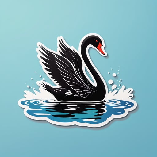 Cisne Negro deslizándose en un lago sticker