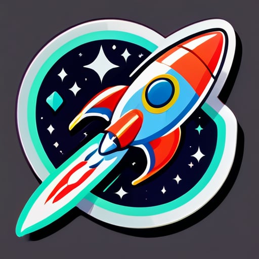 spaceship on Nintendo style sticker