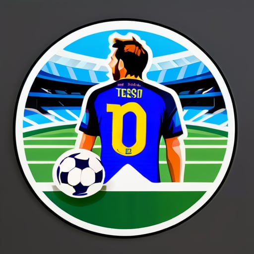 Messi com fundo de estádio de futebol sticker
