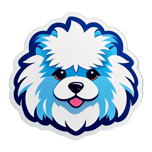 white dog fluffy hair
 sticker