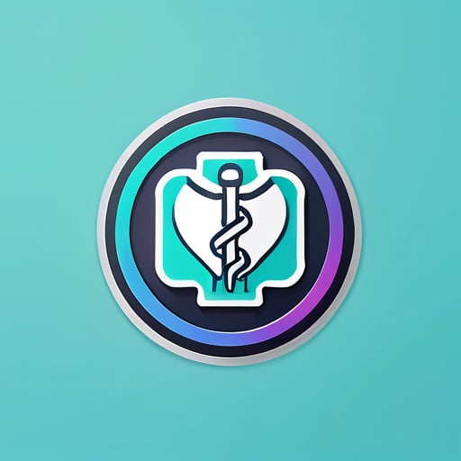 Logo for healthcare Android app modern technology sticker