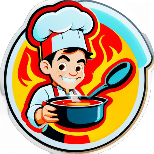 A chef boiling soup sticker