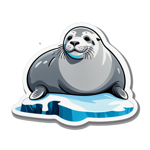 灰海豹悠閒地躺在冰川上 sticker