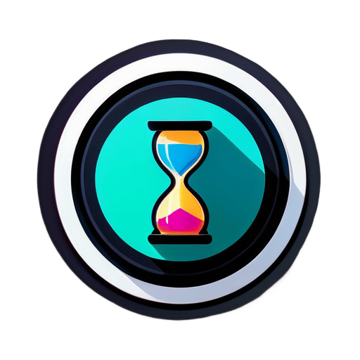 A circular icon with a simplified hourglass inside sticker