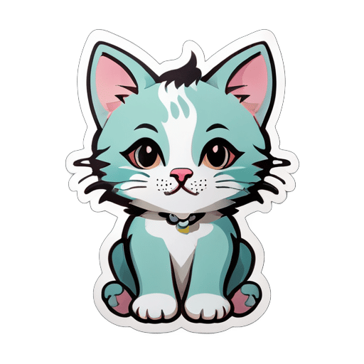 Calm full body kitten with septum piercing sticker