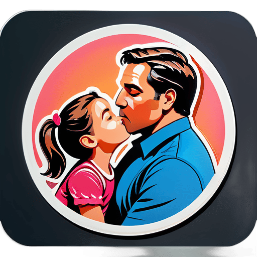 Father kissing daughter sticker