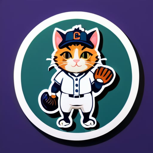 cat baseball sticker