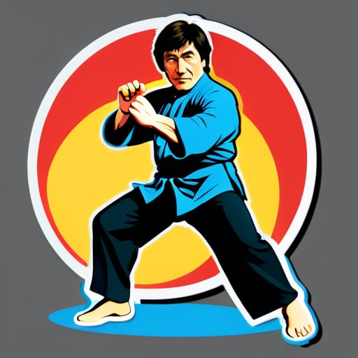 'La superestrella de las artes marciales Jackie Chan actuando en películas de artes marciales' sticker