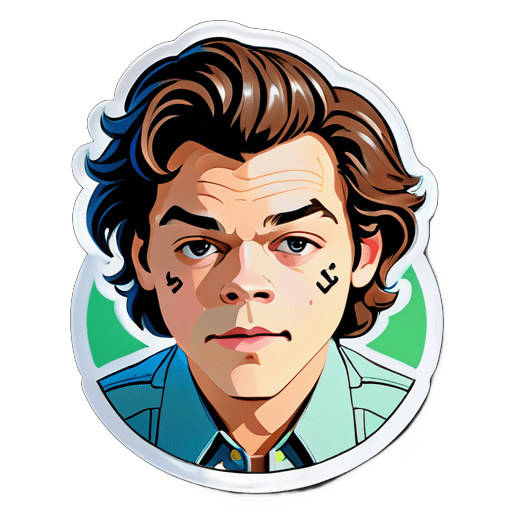Adesivo de Harry Styles escrevendo código sticker