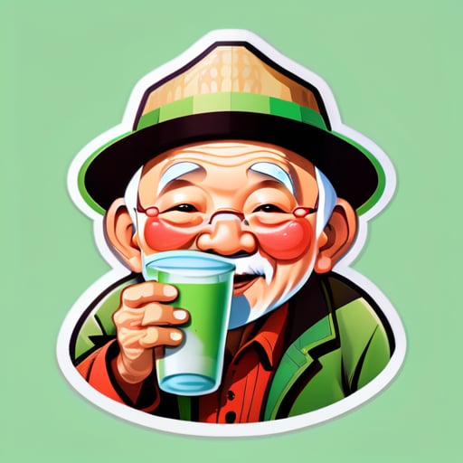 帶著瓜皮帽的北京爺在喝豆汁 sticker