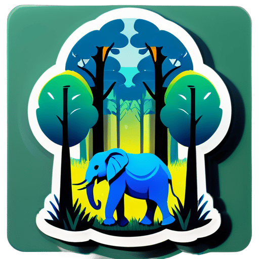 elephant in woods sticker