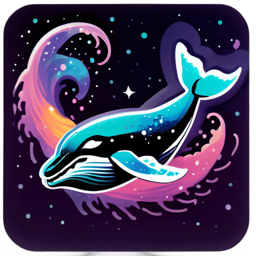 una ballena jorobada volando a través de una nebulosa sticker