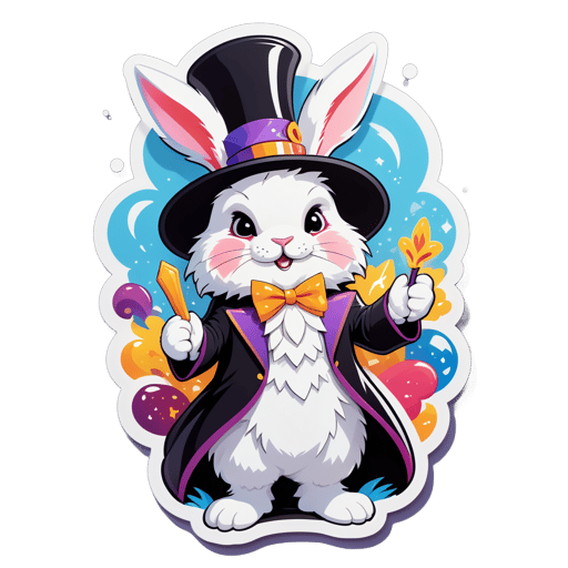 Fluffy Rabbit Magician sticker
