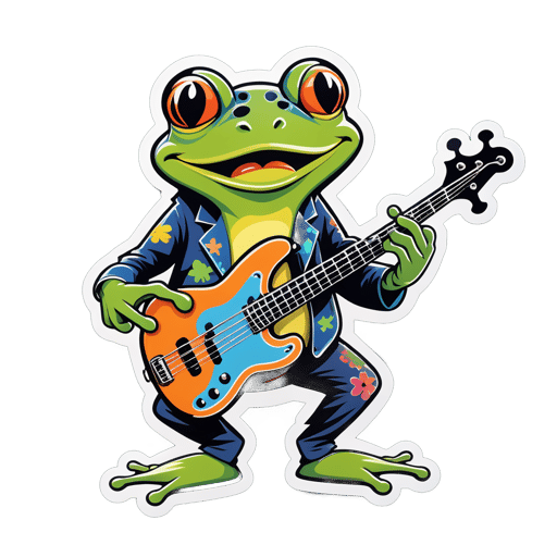 Funky Frosch mit Bassgitarre sticker