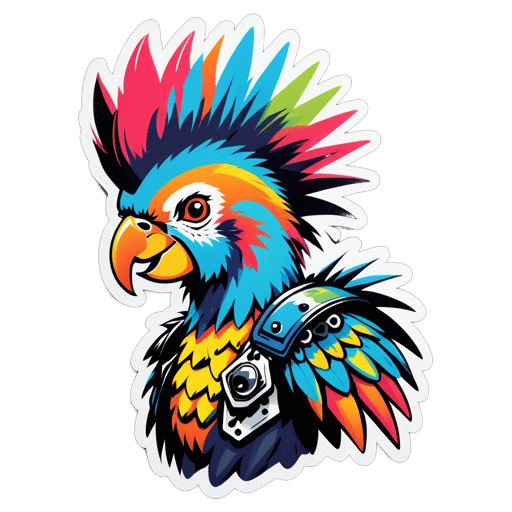 Chim Vẹt Punk với Kiểu Tóc Mohawk sticker