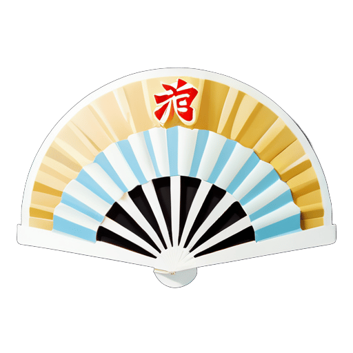 A folded paper fan with the Chinese character 'nòng' written on it. sticker