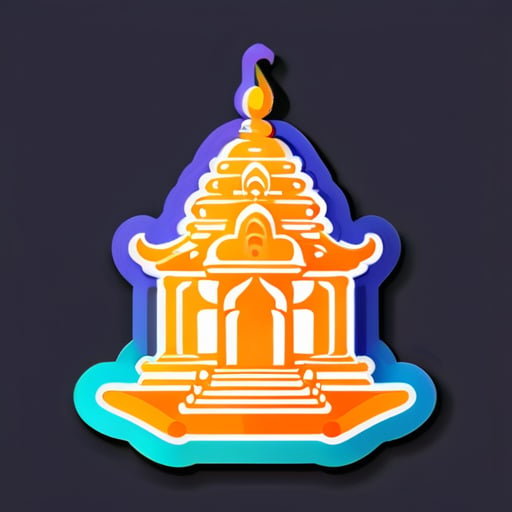 generiere einen Aufkleber auf einem hinduistischen Tempel sticker