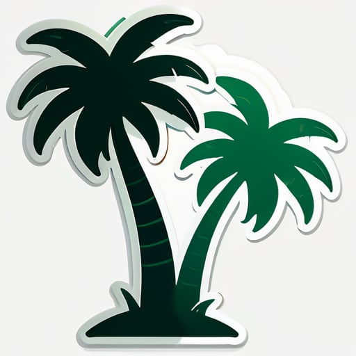 Palmenbäume Vektor ohne weiße Kontur in einfarbig grünem Bräunungsaufkleber sticker