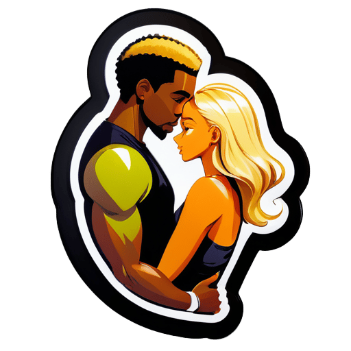 Black man and blonde girl have back sex sticker
