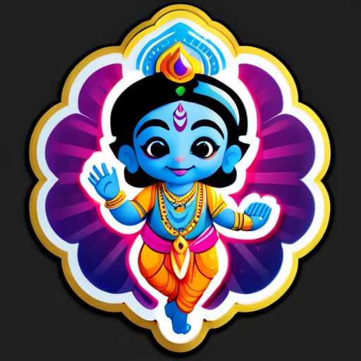 làm tem dán với hình ảnh của vị thần Krishna sticker