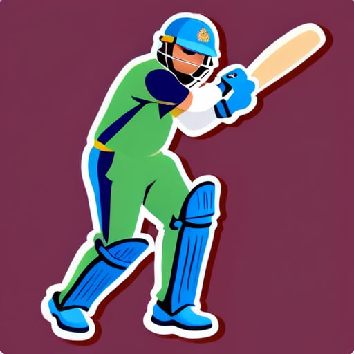 playing cricket sticker