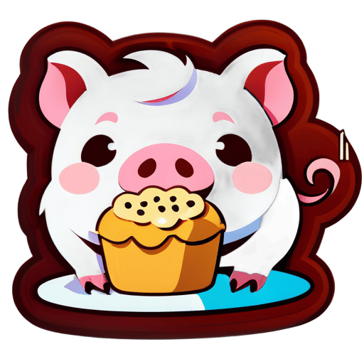 a pig eatting food sticker