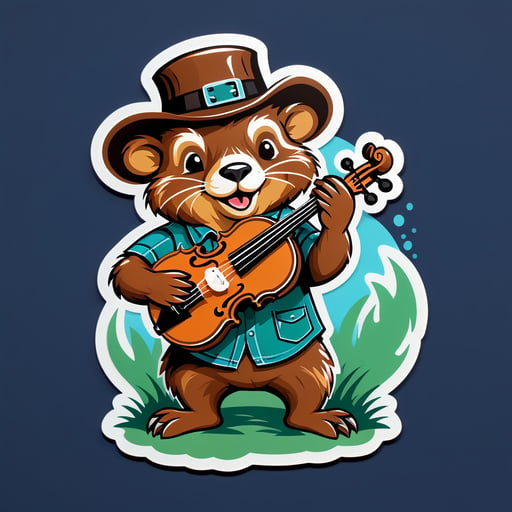 Bluegrass Beaver with Fiddle sticker