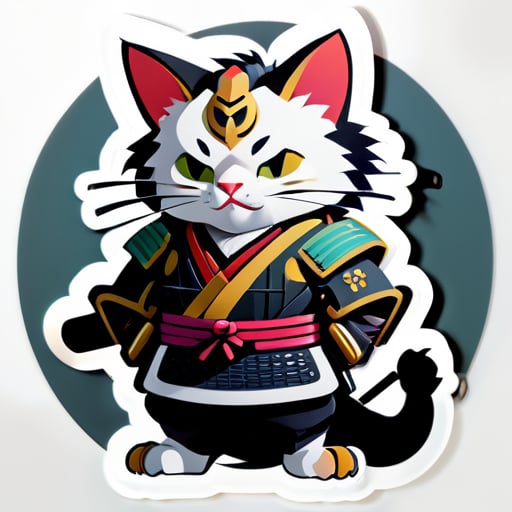 gato samurai sticker
