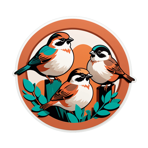 Rotund Terra Cotta Sparrows sticker