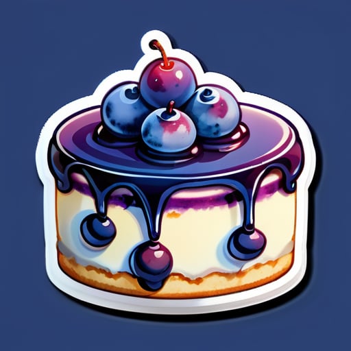 create a cartoon watercolor image of a blueberry cheesecake sticker sticker