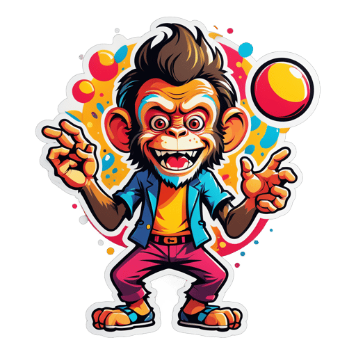 Crazy Monkey Juggler sticker