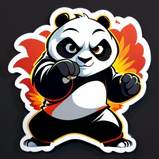 kung fu panda in punching stance sticker